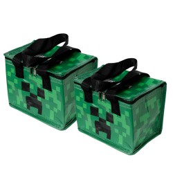2x Stuks Kleine lunch koeltas - Minecraft print - 21 x 15 x 14 cm - 4,4 liter - Koeltas